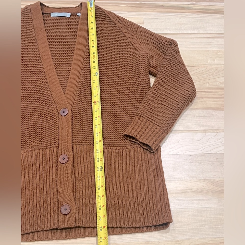 Vince Chunky Knit Wool Cashmere V-Neck Cardigan Sweater - Rust Orange, Size M - Picture 12 of 15